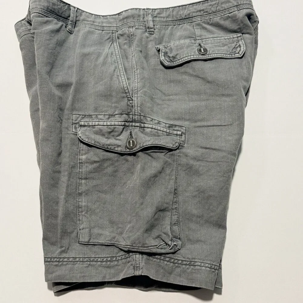 Faherty Linen Cotton Blend Light Gray Cargo Shorts Men's Size 38 Waist 9
